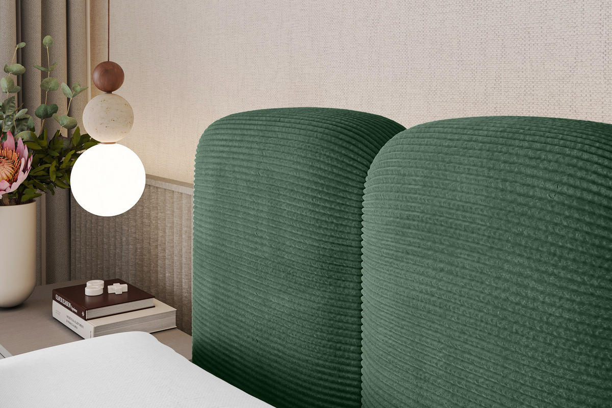 BOXSPRINGBETT mit Matratze H3/H4 - NINA-Z KING - 160x200 cm Grün - Waldgrün, Holzwerkstoff (160/200cm) - ALTDECOR