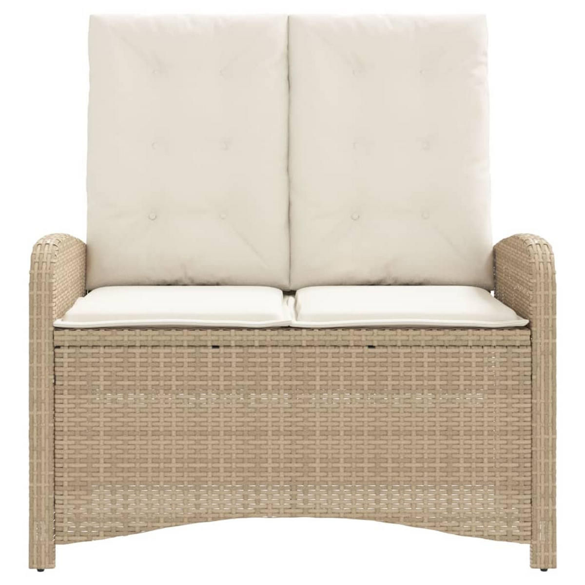 GARTENBANK Verstellbar mit Kissen Beige Poly Rattan - Beige, Holz (105/93/59cm) - furnicato