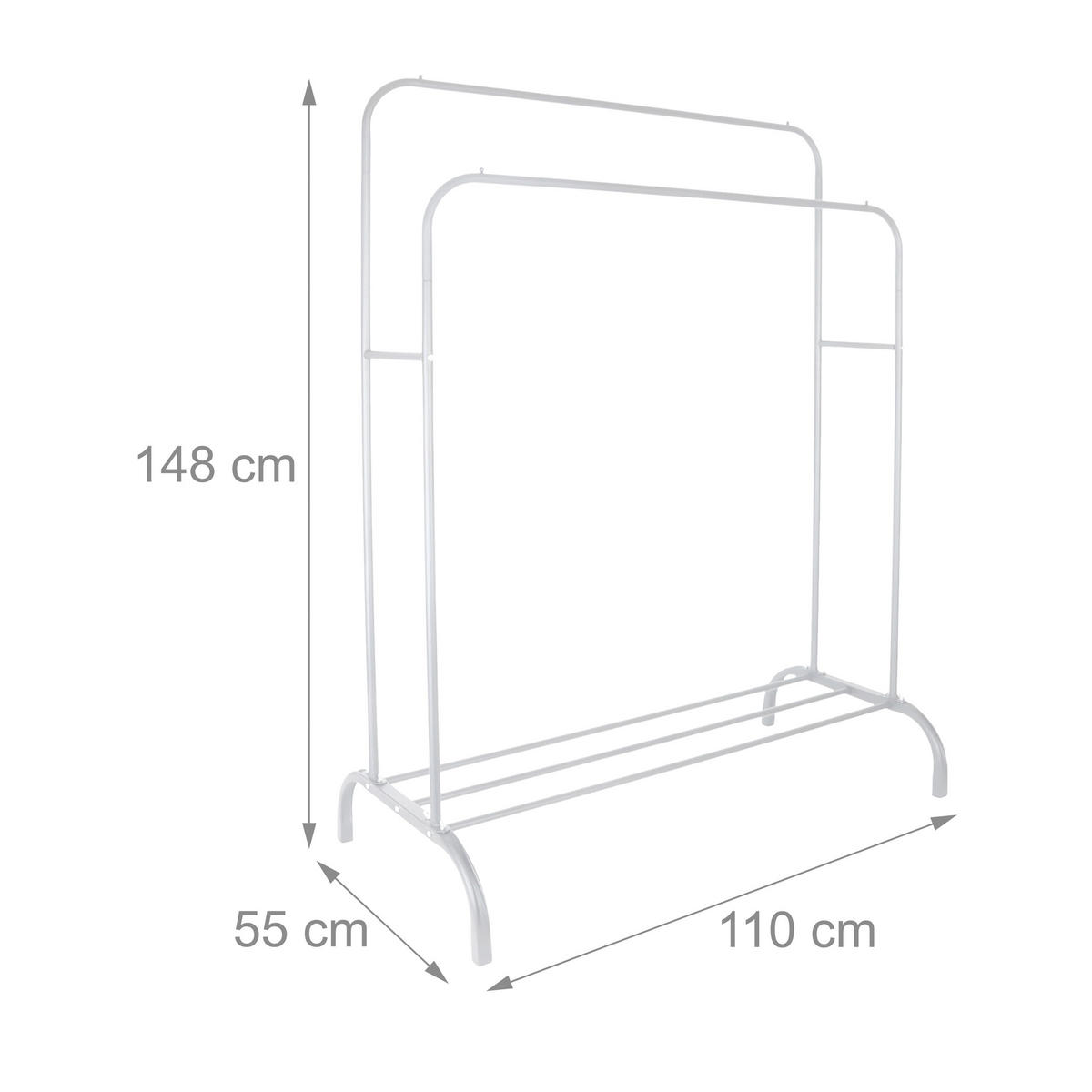 KLEIDERSTÄNDER - Weiß, Kunststoff/Metall (110/148/55cm) - Relaxdays