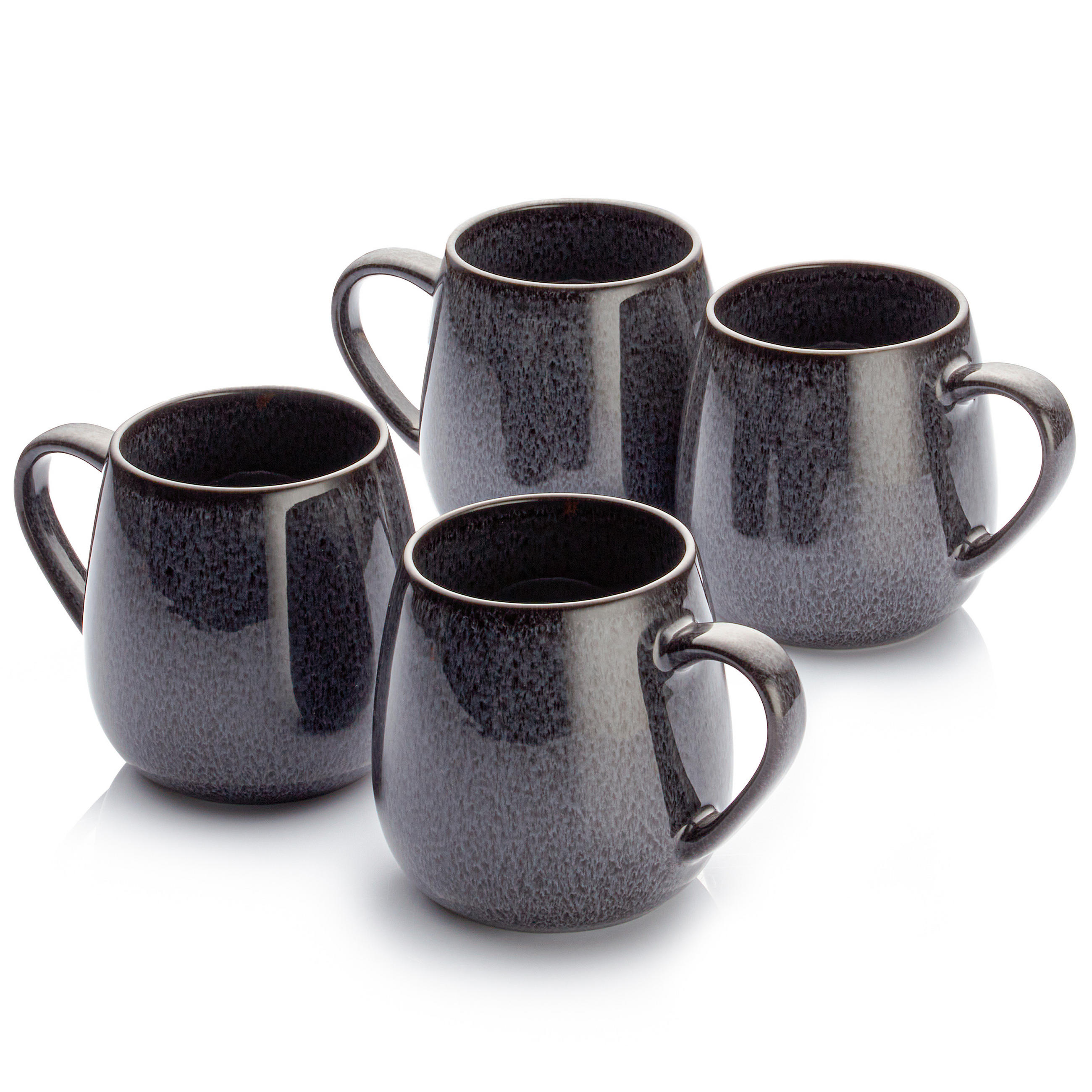 KAFFEEBECHER SET BALI - 4 teilig aus Steingut - Grau, Keramik (26/14/24cm) - Sänger