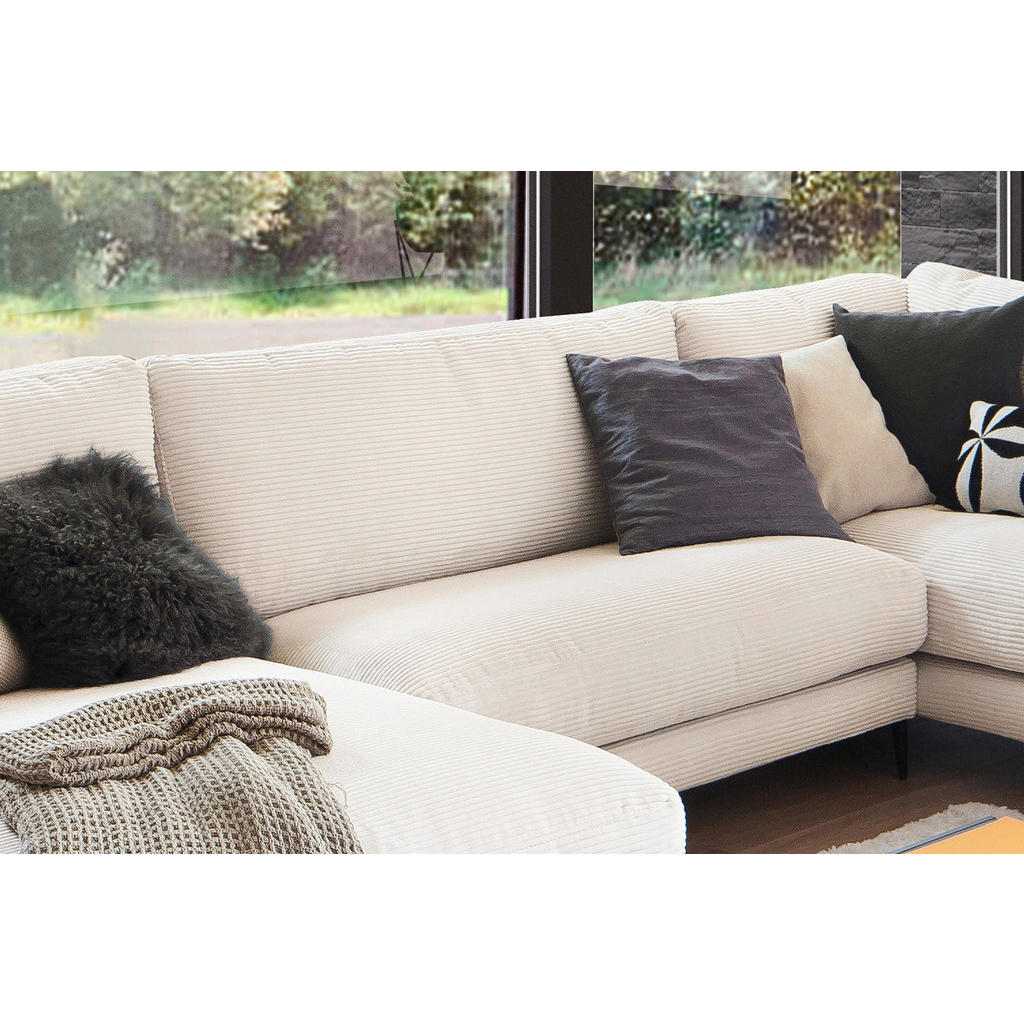 Thumbnail - Kawola Wohnlandschaft, Creme, Textil, Echtholz, 3-Sitzer, Füllung: Kaltschaum, U-Form, 341x84x223 cm, Wohnzimmer, Sofas ...