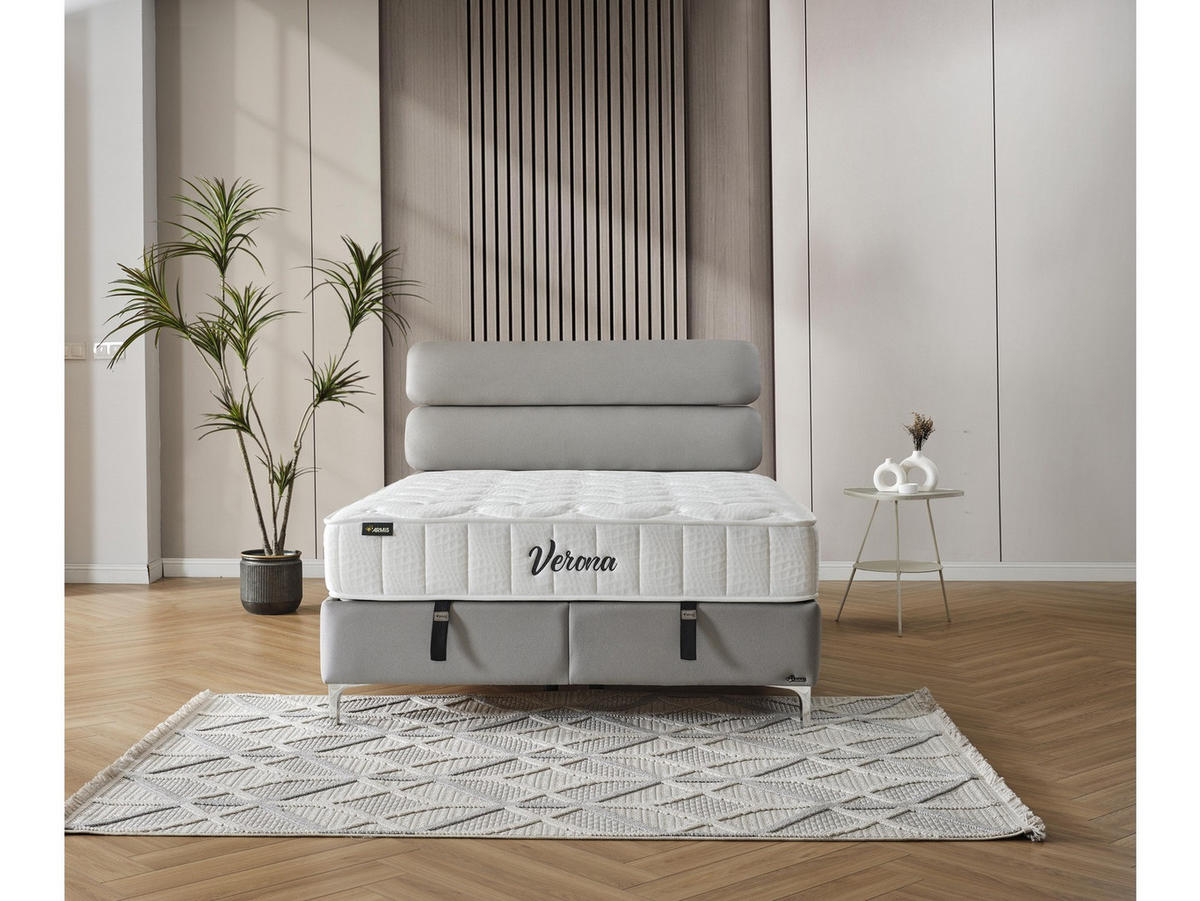 POLSTERBETT Verona 120x200 Grau - Grau, Textil/Metall (120/200cm) - Villa Möbel