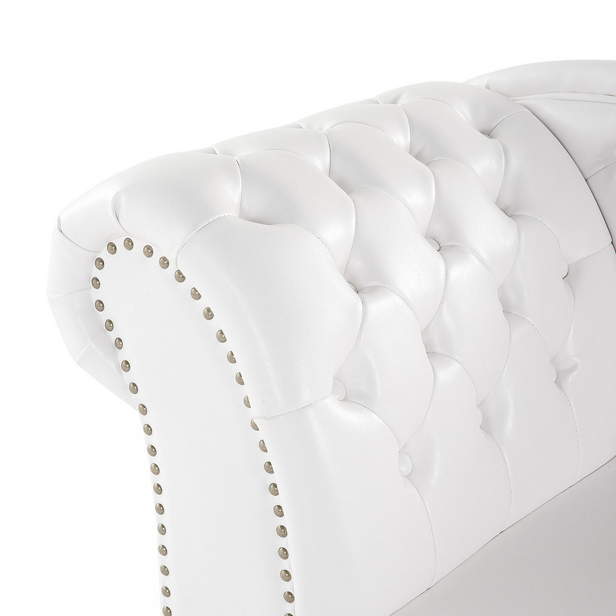 CHAISELONGUE Kunstleder weiß linksseitig Nimes - Schwarz/Weiß, Kunststoff (170/79/61cm) - Beliani