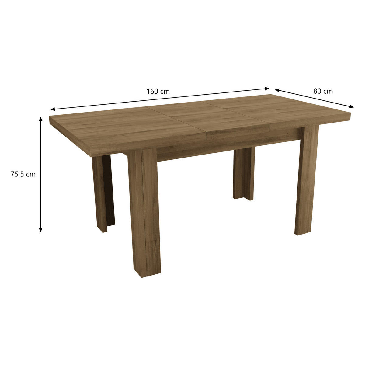 ESSTISCH ausziehbar 120-160 x 80 x 75,5 cm Eiche Lefkas - Eichefarben, Holzwerkstoff (80/120/75.5cm) - Koseto