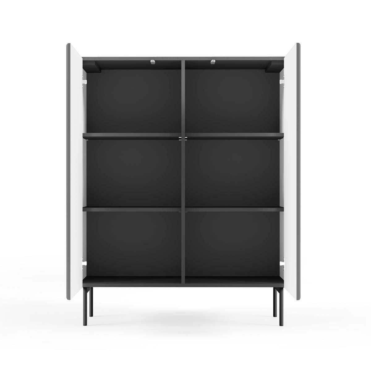 HIGHBOARD Tutti Schwarz, Hochkommode - Schwarz, Holzwerkstoff/Metall (99/123/40cm) - Bettso