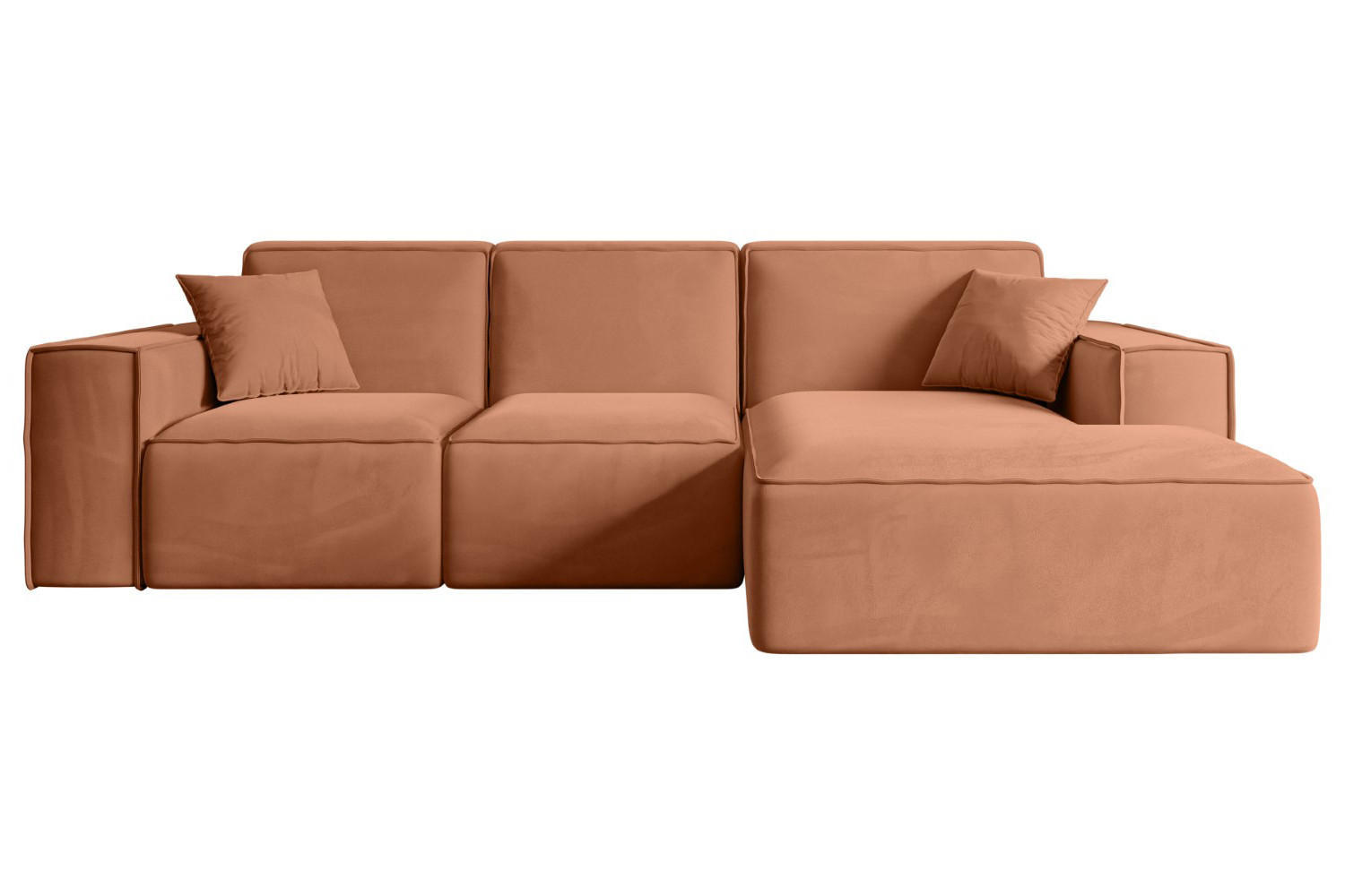 ECKSOFA Ottomane Rechts SERRA-L - 266x165x73 cm Koralle Velours - Koralle/Schwarz, Holzwerkstoff/Kunststoff (266/165cm) - ALTDECOR