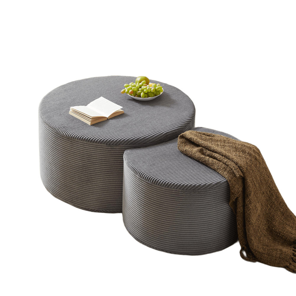 COUCHTISCH Set 2-teilig grau mit gepolstertem Design - Grau, Holzwerkstoff (127/81/40cm) - OKWISH