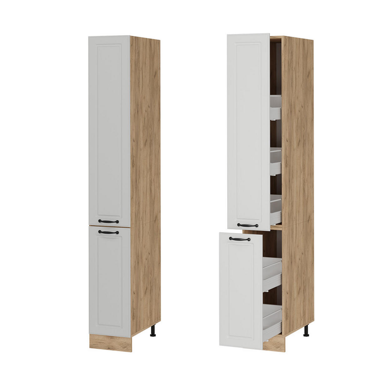 APOTHEKERSCHRANK R-Line Weiß Landhaus 30 cm - Honigeiche/Eiche Wotan, Holzwerkstoff (30/206.8/57.2cm) - Vicco