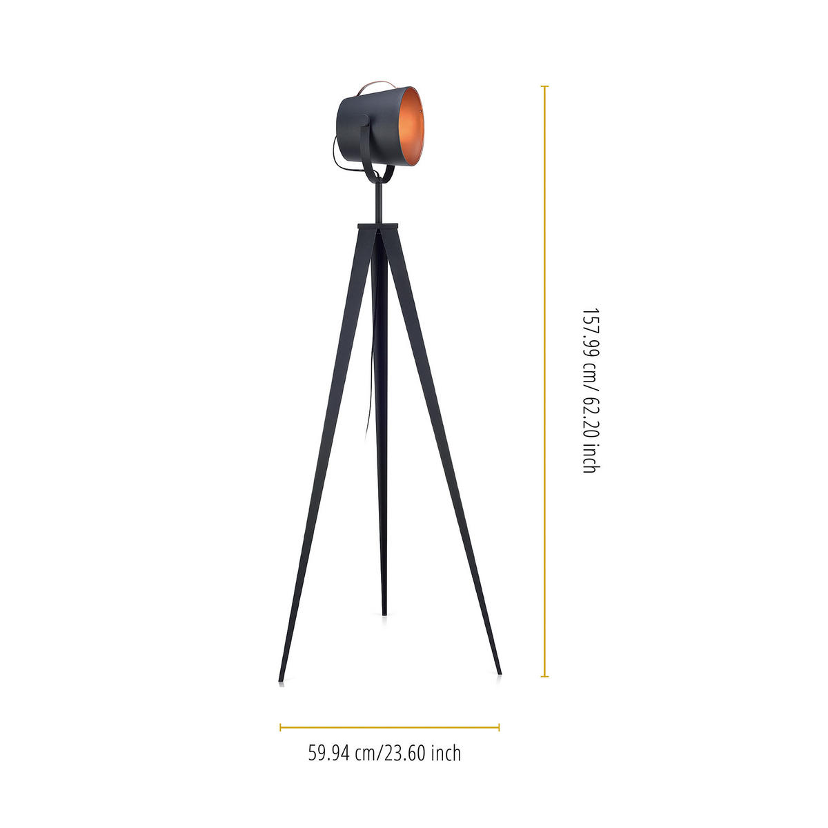 STEHLEUCHTE Schwarz - Schwarz, Metall (158/59.9/158cm) - Teamson Home