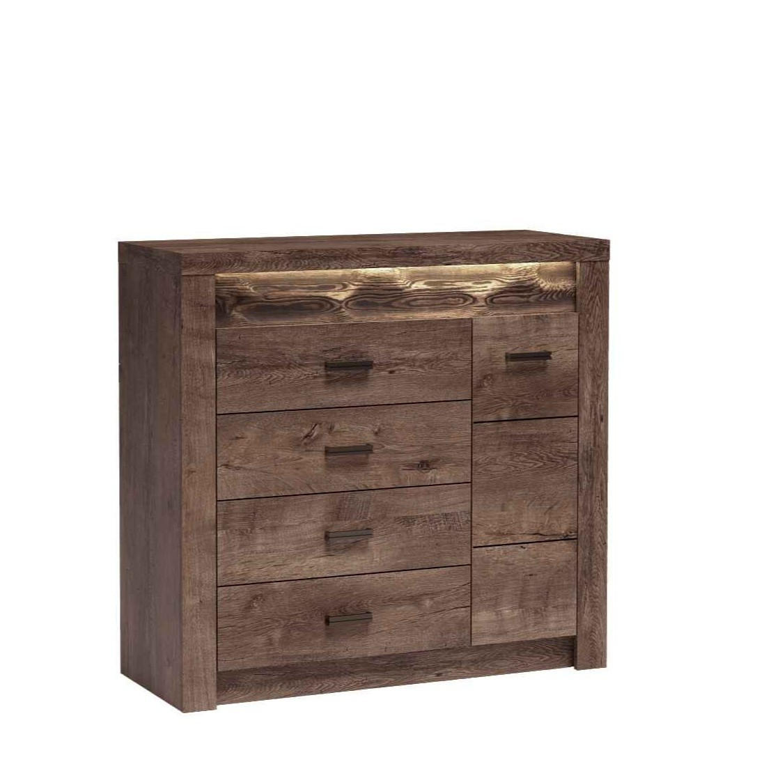 KOMMODE ZERI 108,5/103,5/42cm mit 4 Schubladen 1 Türen Braun - Dunkelbraun/Braun, Holzwerkstoff (108.5/103.5/42cm) - MASSENO