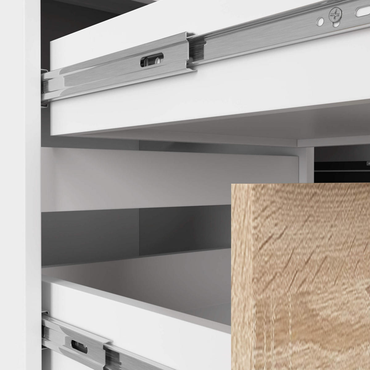 SCHREIBTISCH Weiß, Eiche Sonoma 77/155/85 - Weiß/Sonoma Eiche, Holzwerkstoff (85/155/77cm) - RAUMHIRSCH FURNITURE