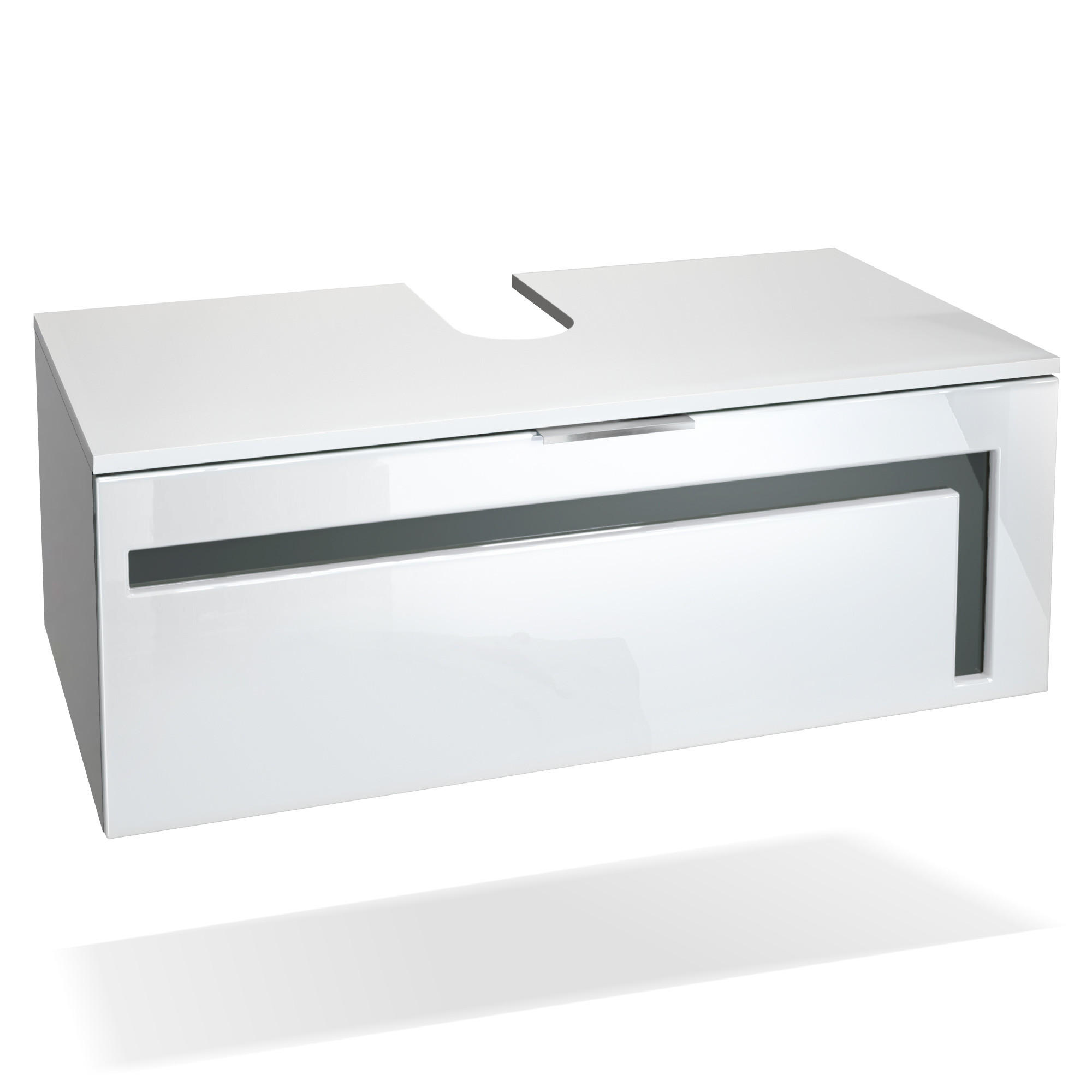 WASCHBECKENUNTERSCHRANK Aloha Absetzungen in Grau Hochglanz - Grau, Holzwerkstoff (96/36/51cm) - Vladon