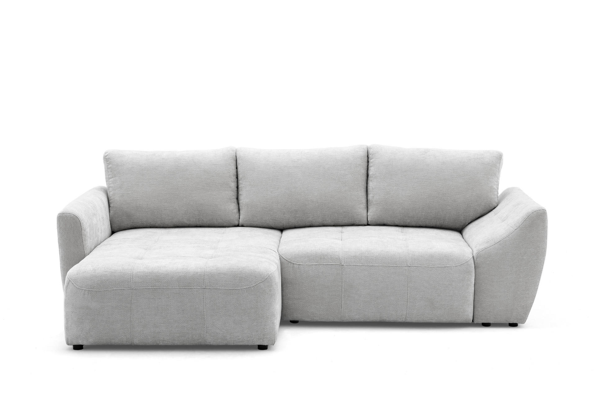 ECKSOFA NICE L Links mit Schlaffunktion 137x204 Chenille Hellgrau - Hellgrau/Schwarz, Holz/Textil (260/165cm) - Muffo