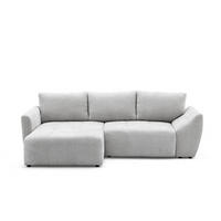 ECKSOFA NICE L Links mit Schlaffunktion 137x204 Chenille Hellgrau - Hellgrau/Schwarz, Holz/Textil (260/165cm) - Muffo