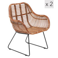 STUHL 2er-Set Rattan Braun - Braun, Holz (68/81.5/56cm) - Nordlys