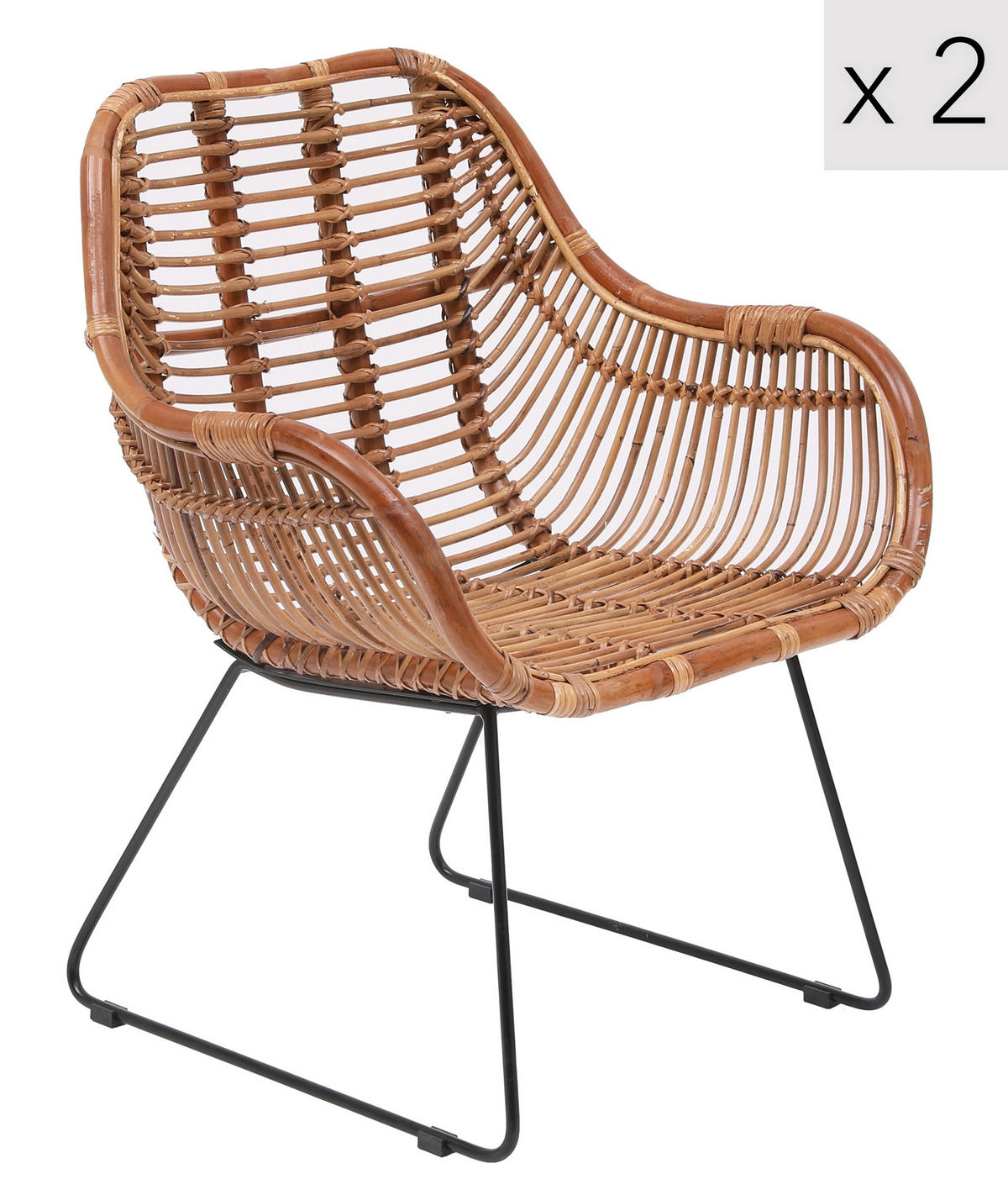 STUHL 2er-Set Rattan Braun - Braun, Holz (68/81.5/56cm) - Nordlys
