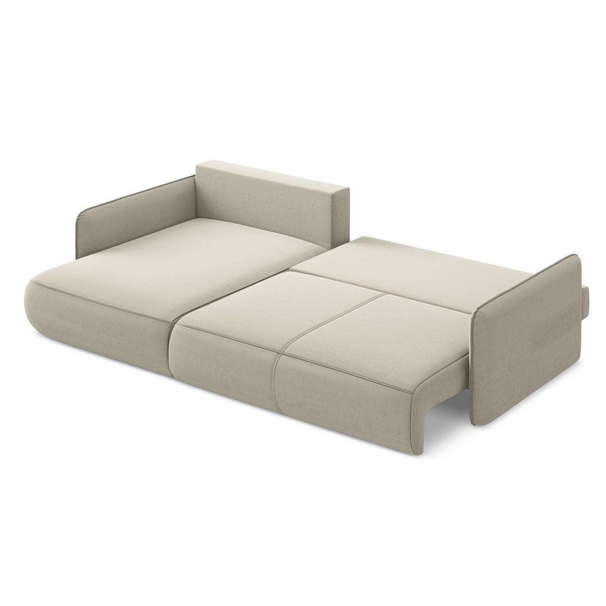ECKSOFA mit Schlaffunktion Samt Stoff Creme - Perlmutt/Creme, Kunststoff/Textil (148/240cm) - LaMiaSofa