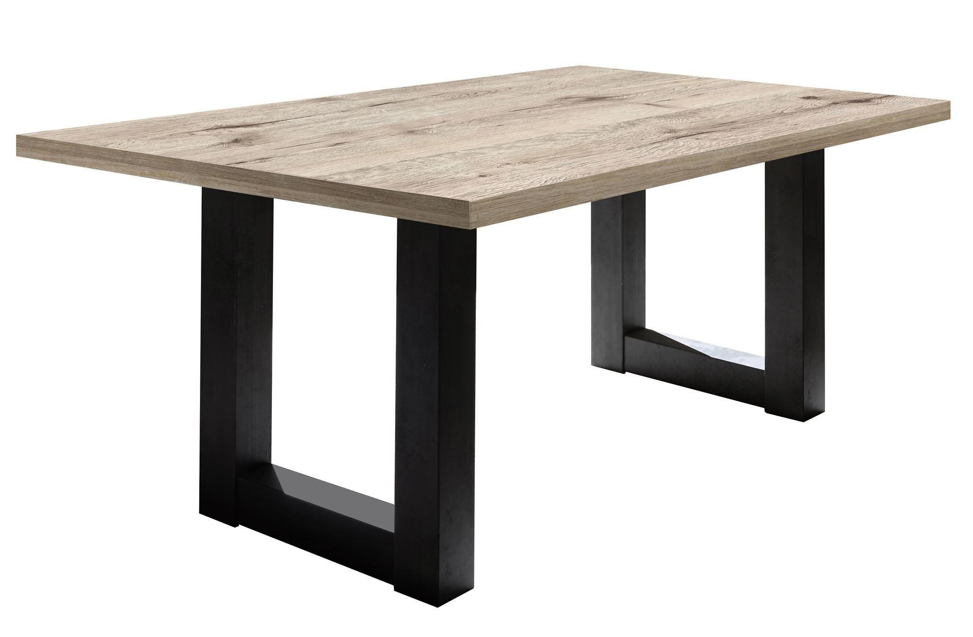 ESSZIMMERTISCH Eila 8 140 x 90 x 75 Esstisch Schwarzstahl/Sandeiche - Naturfarben, Holz (140/90/75cm) - 58aufmkessel