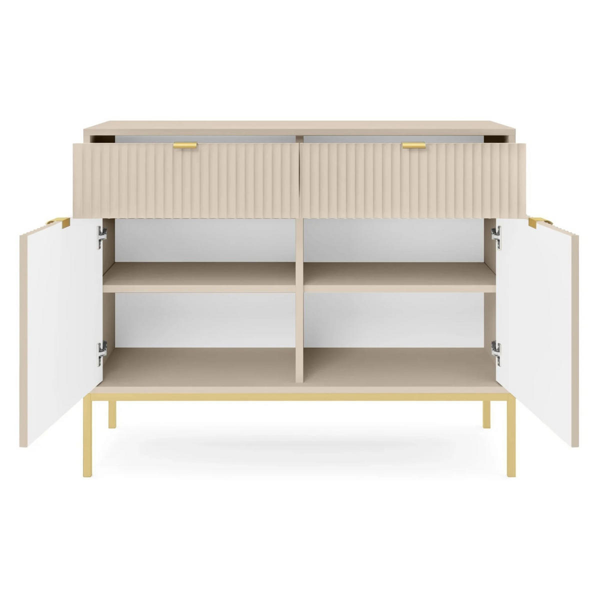 VELLORE Sideboard - Beige/Goldfarben, Holzwerkstoff/Metall (104/83/39cm) - Selsey