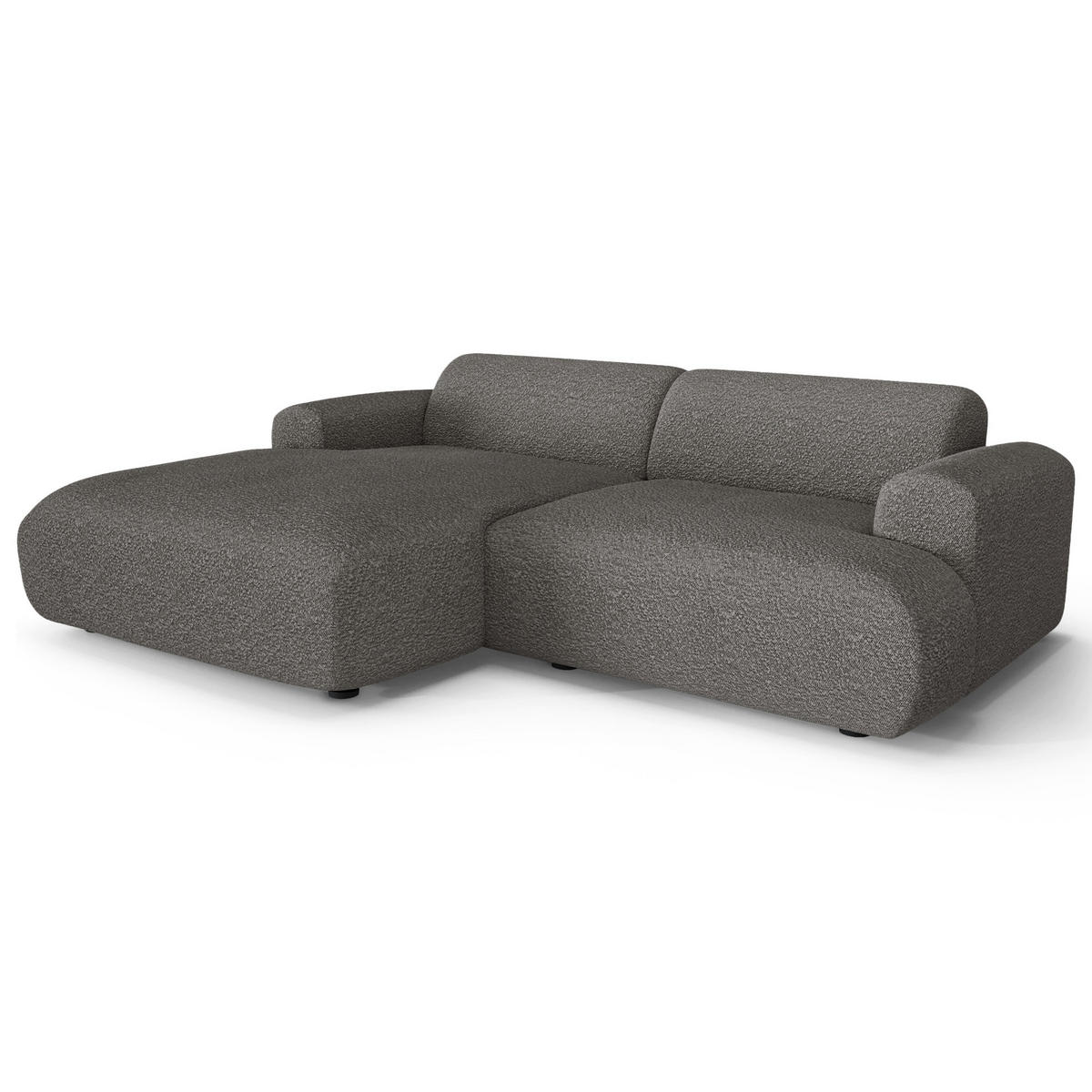 ECKSOFA LINKS Bouclé-Stoff Graphitgrau 266cm - Graphitfarben/Grau, Textil (165/266cm) - Sia Home