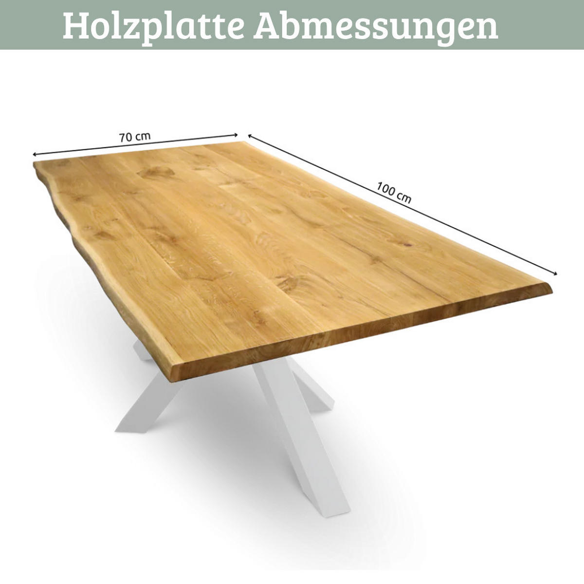 MASSIVHOLZPLATTE Eiche mit Baumkante ERIK 100x70 cm Tischplatte rechteckig - Braun, Holz (100/70/4cm) - DELUKE