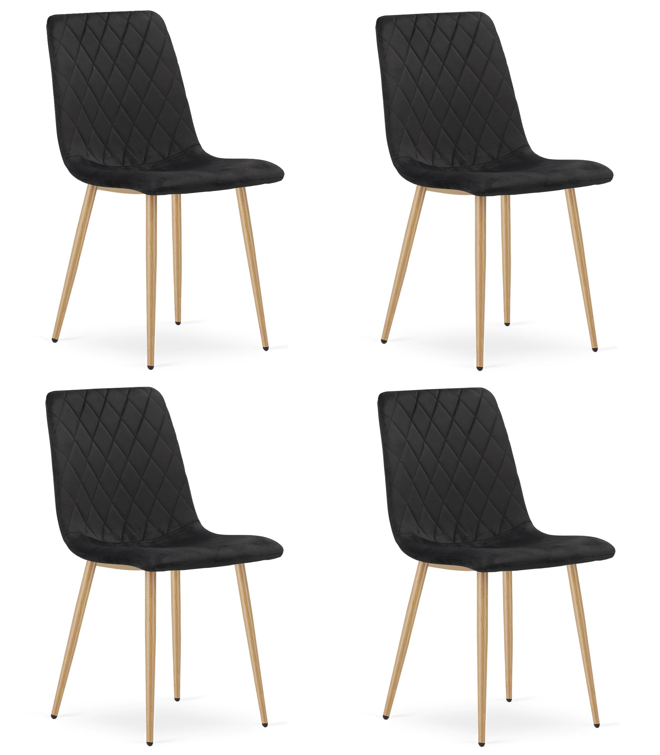 ESSZIMMERSTUHL 4-er Set TURIN schwarzer Sitz, Beine in Holzfarbe - Eichefarben/Schwarz, Textil (44.5/88.5/53cm) - Valora