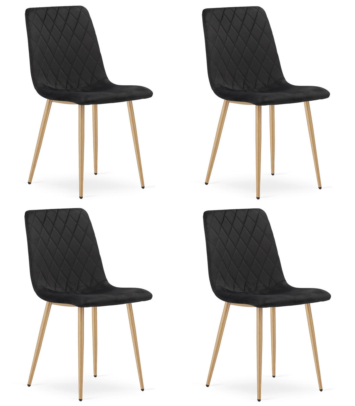 ESSZIMMERSTUHL 4-er Set TURIN schwarzer Sitz, Beine in Holzfarbe - Eichefarben/Schwarz, Textil (44.5/88.5/53cm) - Valora