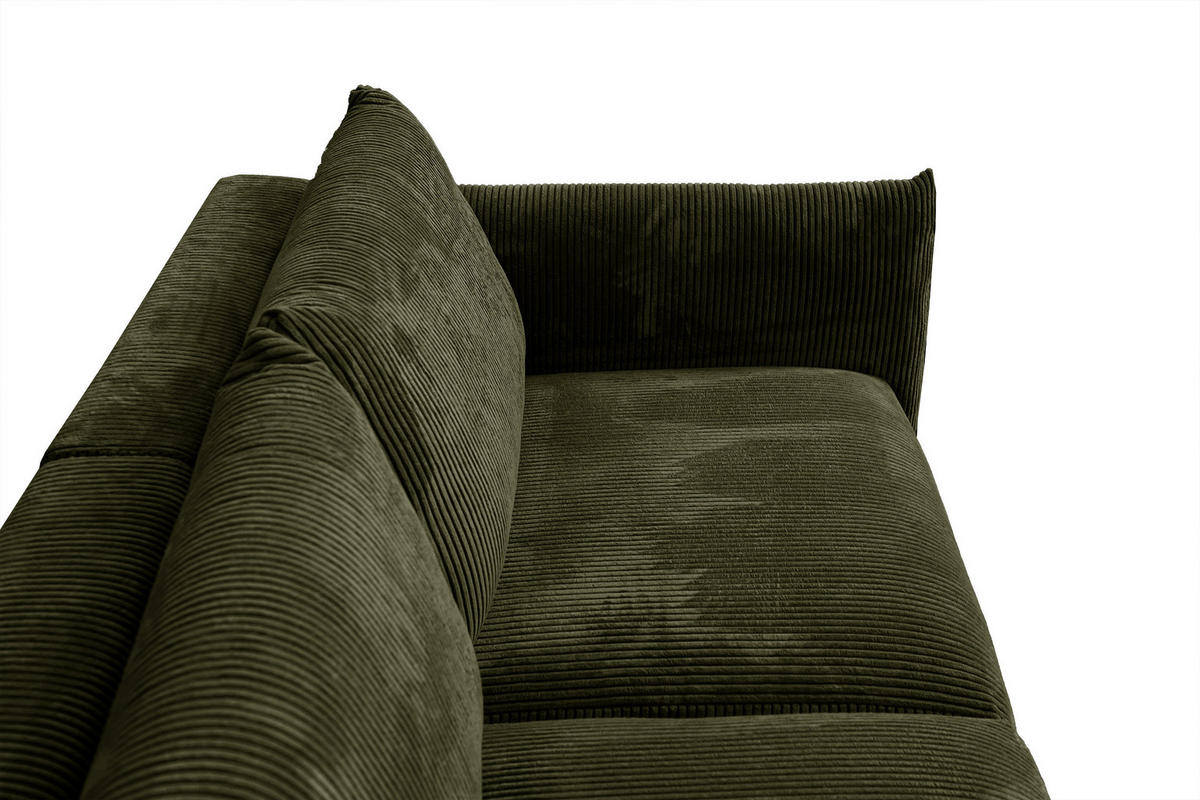 SOFA TAUER 3-Sitzer, olivgrün - Schwarz/Olivgrün, Holzwerkstoff/Kunststoff (112/84/206cm) - Courtois Laville