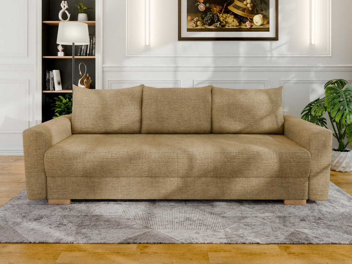 3-SITZER-SCHLAFSOFA ELMA mit Bettfunktion, braun - Braun, Holz (92.5/79/230cm) - Panda Möbel