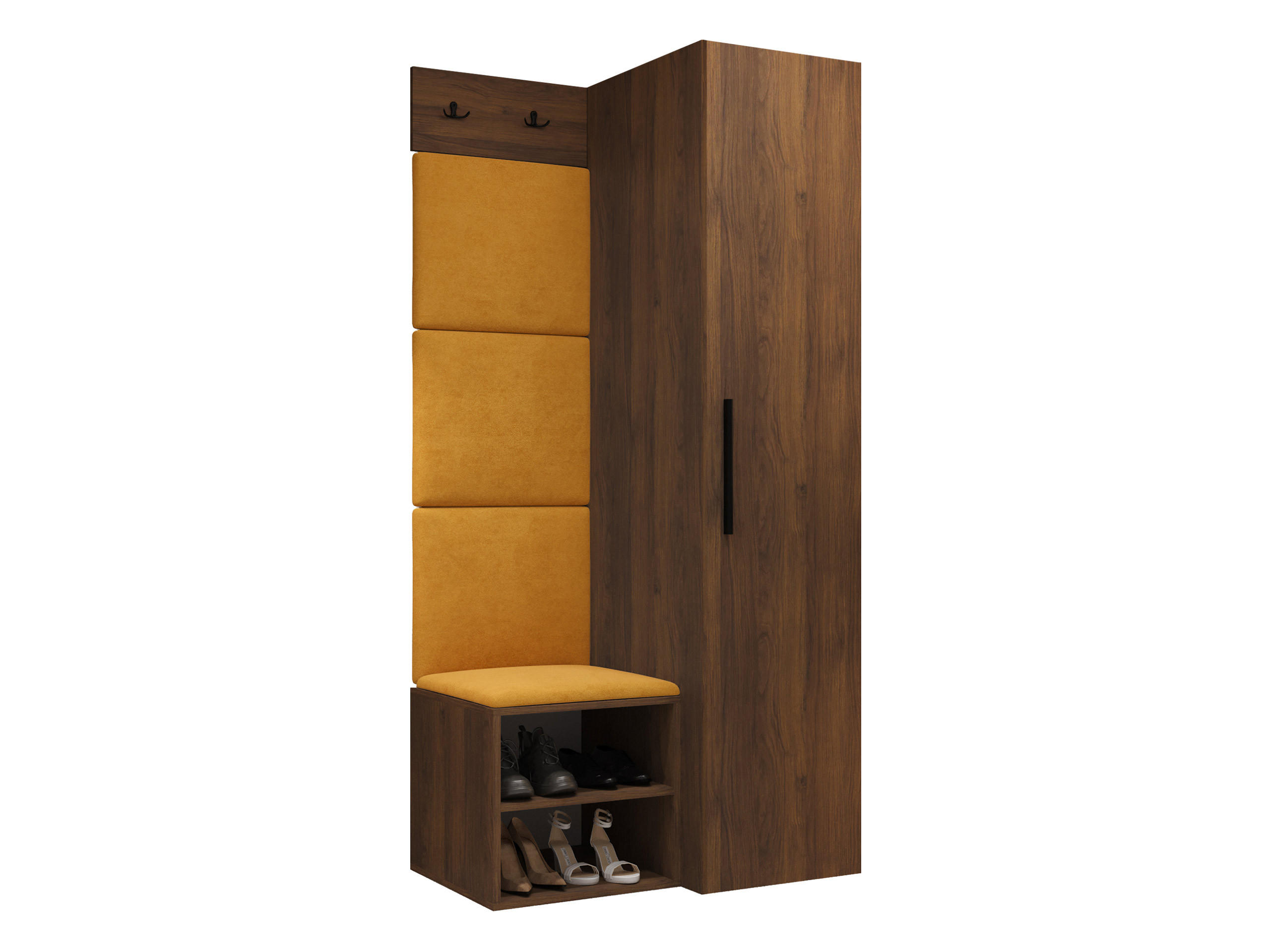 GARDEROBEN-SET Medi III - Nussbaumfarben/Schwarz, Holzwerkstoff/Kunststoff (40/191/50cm) - MIRJAN24