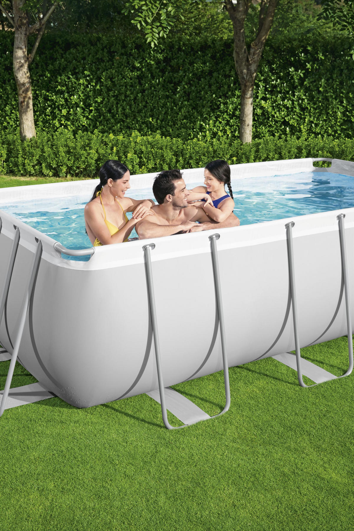 POOL Swim eckig Grau 100x201x404cm - Grau, Kunststoff (201/100/404cm) - DELUKE