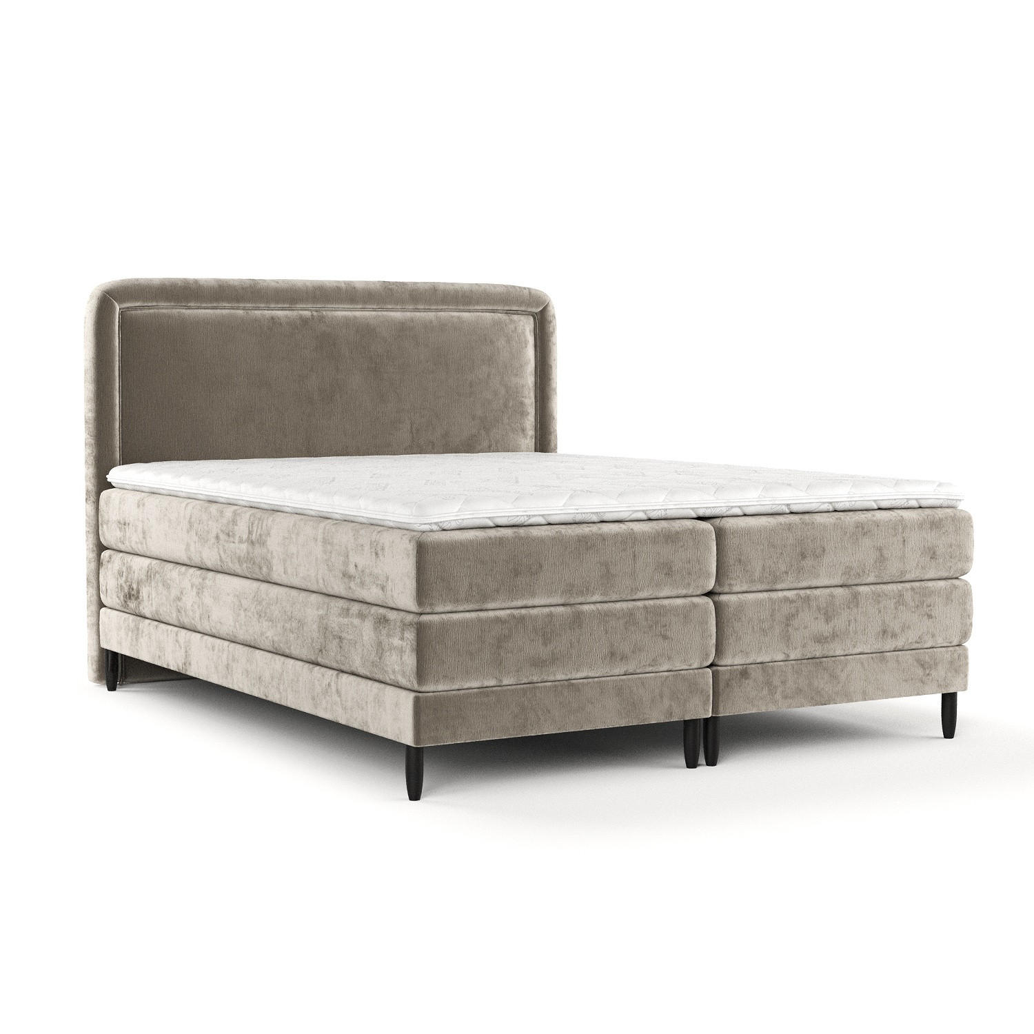 BOXSPRINGBETT Dove Beige 160/200 cm mit Matratzen und Topper - Beige/Schwarz, Holz/Holzwerkstoff (160/200cm) - Maison de Reve