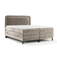BOXSPRINGBETT Dove Beige 160/200 cm mit Matratzen und Topper - Beige/Schwarz, Holz/Holzwerkstoff (160/200cm) - Maison de Reve