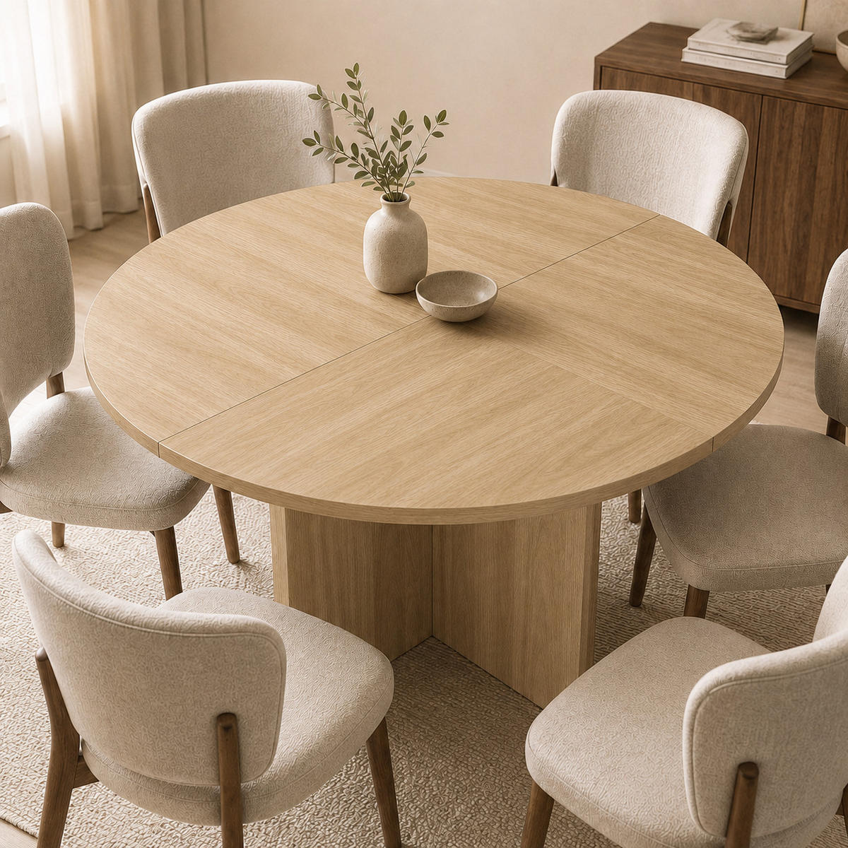 ESSTISCH rund 120 cm skandinavischer Stil DE-39836 Eichenfarbe - Eichefarben, Holzwerkstoff (120/120/75cm) - ComfortXL