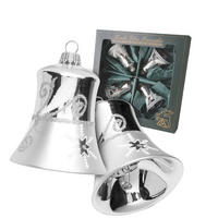 CHRISTBAUMSCHMUCK Glocken Silberfarbig 7cm (Glas / 4 Stk.) - Silberfarben, Glas (6/7/6cm) - Krebs Glas Lauscha