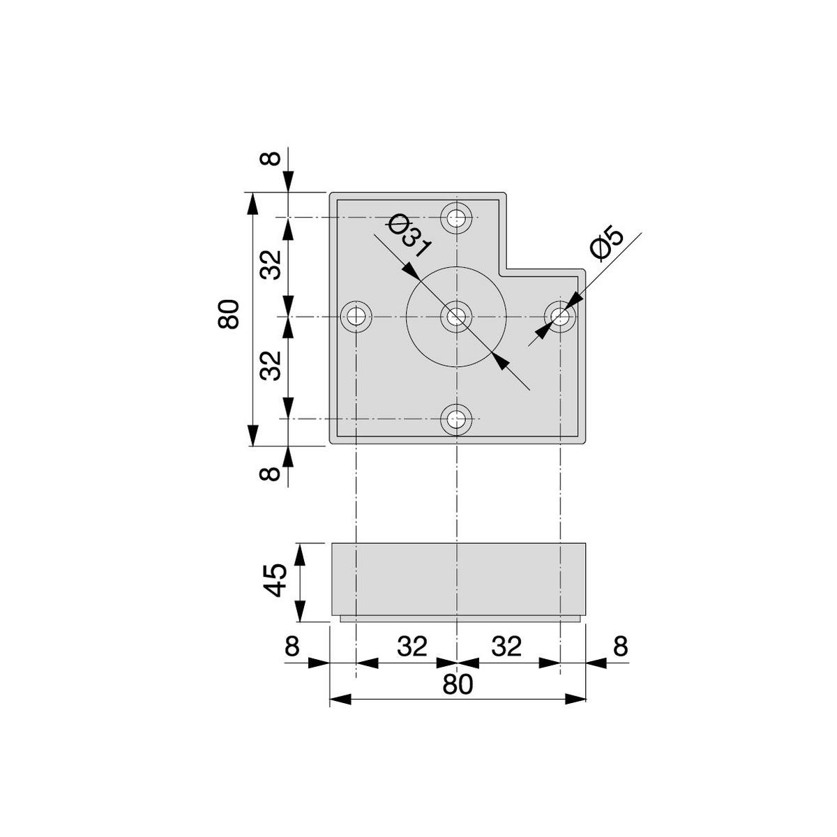 MÖBELFÜSSE Alumix 7, Höhe 45mm, Kunststoff, Silbergrau 20er-set - Silberfarben, Kunststoff (8/5/8cm) - EMUCA