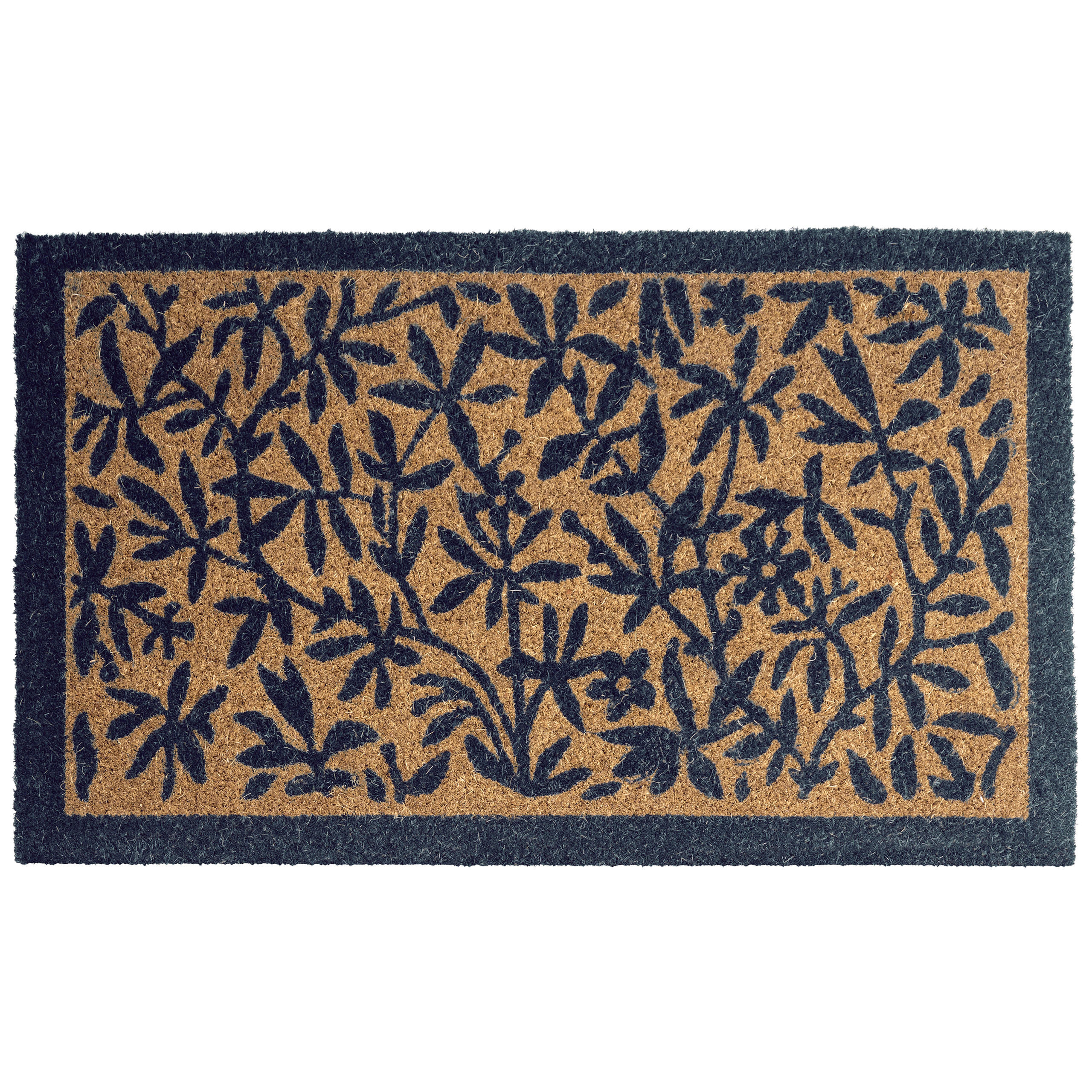 FUSSMATTE Naturfarben 45/75 cm Blatt Kokosfasern Nunivak - Hellblau, Textil (45/75cm) - Beliani