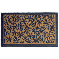 FUSSMATTE Naturfarben 45/75 cm Blatt Kokosfasern Nunivak - Hellblau, Textil (45/75cm) - Beliani