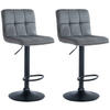 BARHOCKER 2er Set Samt dunkelgrau - Dunkelgrau/Schwarz, Textil/Metall (46/94/47cm) - CLP