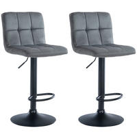 BARHOCKER 2er Set Samt dunkelgrau - Dunkelgrau/Schwarz, Textil/Metall (46/94/47cm) - CLP