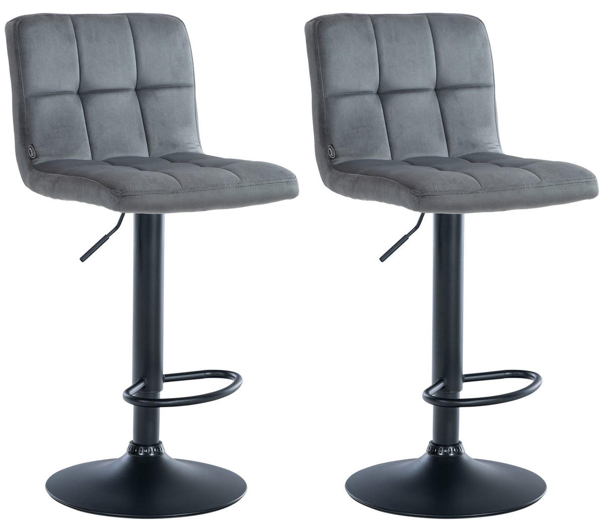 BARHOCKER 2er Set Samt dunkelgrau - Dunkelgrau/Schwarz, Textil/Metall (46/94/47cm) - CLP