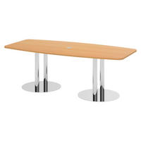 KONFERENZTISCH klein KT22 103/220/74,5 cm in Buchefarben/Chromsäulen - Chromfarben/Buchefarben, Holzwerkstoff (103/220/74.5cm) - bümö