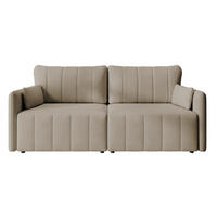 SCHLAFSOFA Pierra Beige hydrophober Samt - Beige/Schwarz, Kunststoff/Textil (215/100/112cm) - Selsey