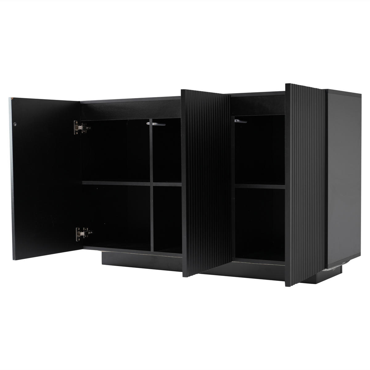 SIDEBOARD LED Schwarz Marmor 120cm Bluetooth Stauraum Modern - Schwarz, Holzwerkstoff (40/75/120cm) - FLIEKS