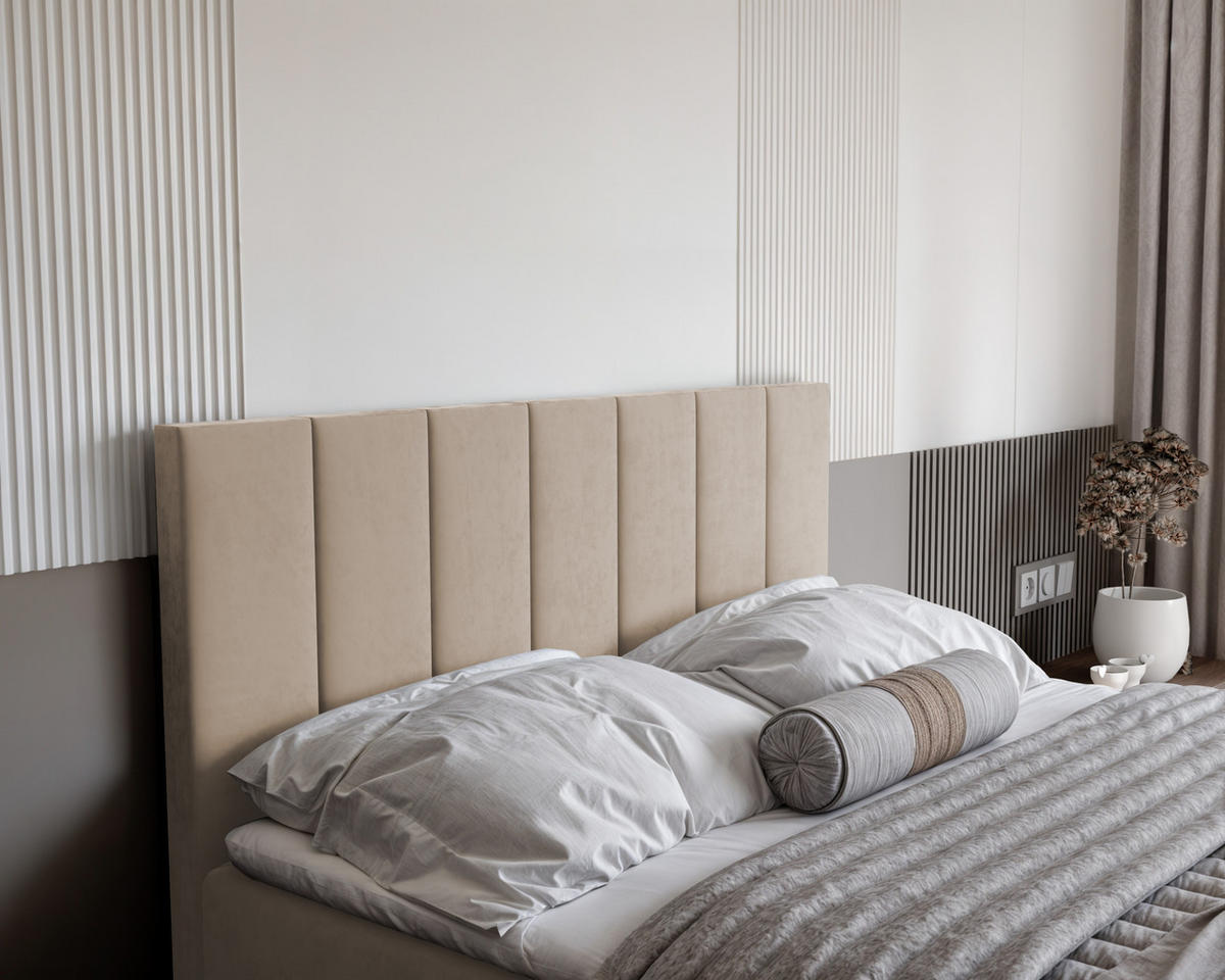 BOXBETT ZELTO 200/200 cm, mit Matratze und Topper, Hellbeige - Sandfarben, Holzwerkstoff/Textil (200/200cm) - Idohome