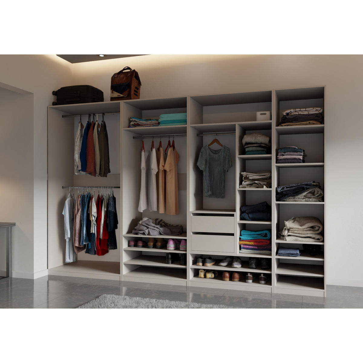 KLEIDERSCHRANK OFFEN TRES 01 CASHMERE 100/206/51 cm - Kaschmir, Holzwerkstoff (100/206/51cm) - Marmex Möbel