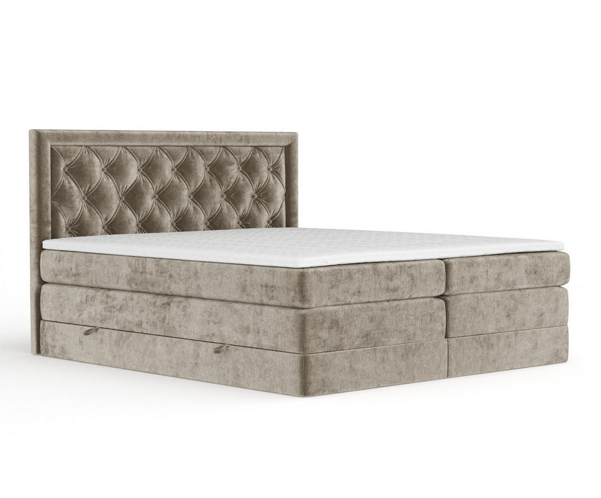 BOXSPRINGBETT Aurelia Beige 200/200 cm - Beige/Schwarz, Holz/Holzwerkstoff (200/200cm) - Maison de Reve