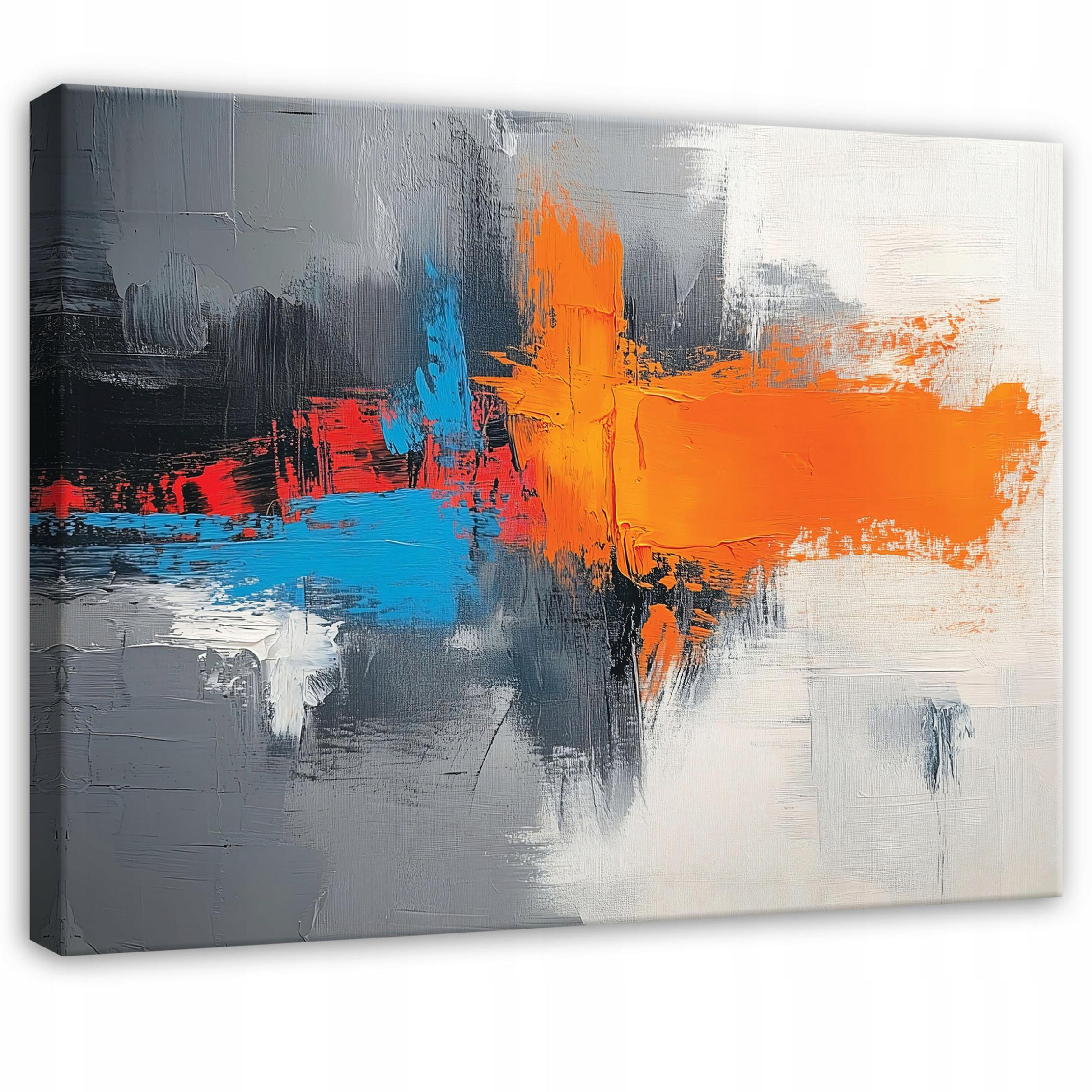 WANDDEKO Abstrakt Grau Bunt Bilder Modern Wohnzimmer 100x70 - Grau, Holzwerkstoff (100/70cm) - Wallarena