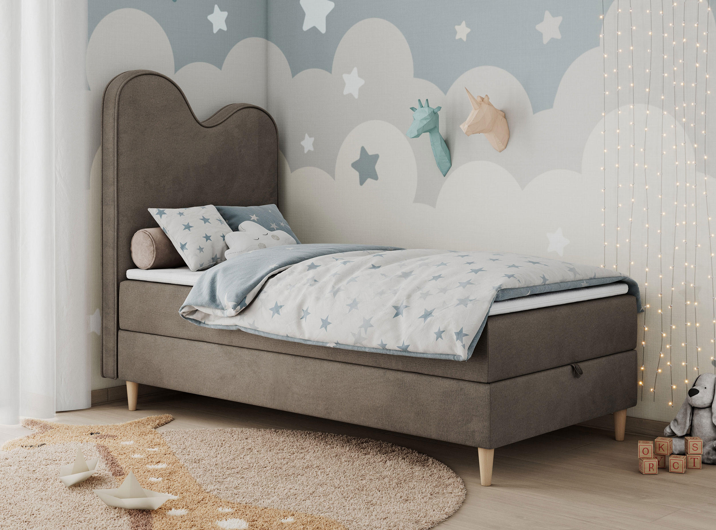 BOXBETT FLOW 90/180 Braun Velvet hydrophob - H3 - Braun, Holz/Textil (90/180cm) - MKS