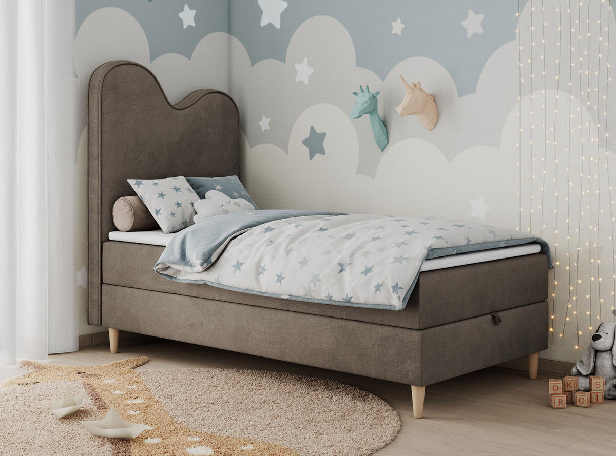 BOXBETT FLOW 90/180 Braun Velvet hydrophob - H3 - Braun, Holz/Textil (90/180cm) - MKS